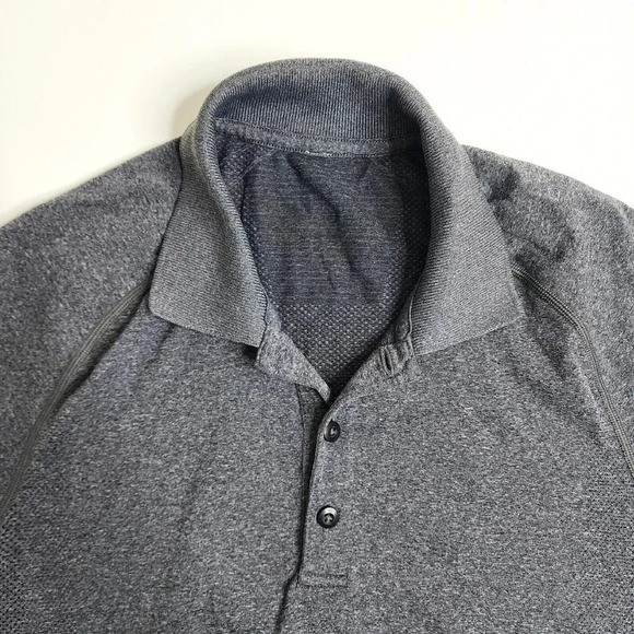 Lululemon Metal Tech Vent Performance Golf Polo Shirt Men's Size Small Gray - Picture 3 of 7
